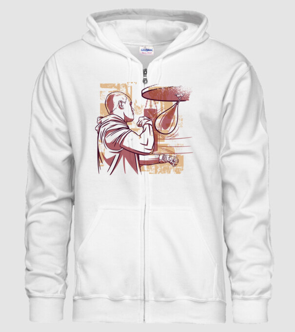 Pugilist model alb pe tricou