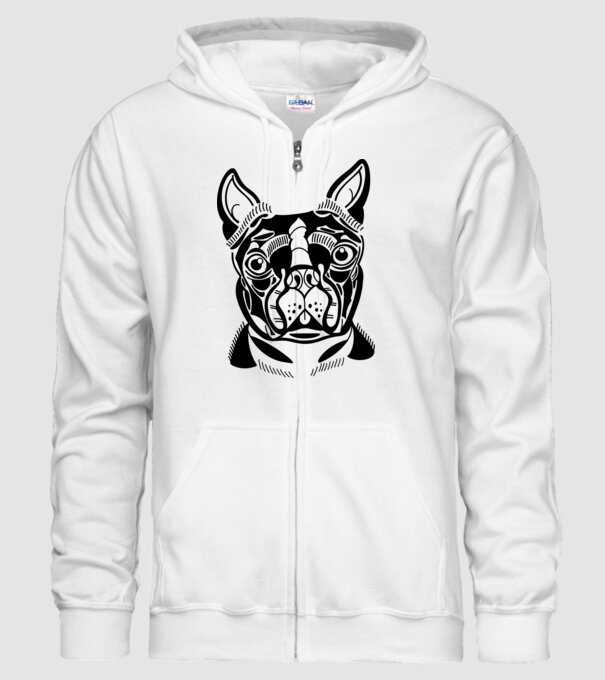 Câine Boston Terrier model alb pe tricou