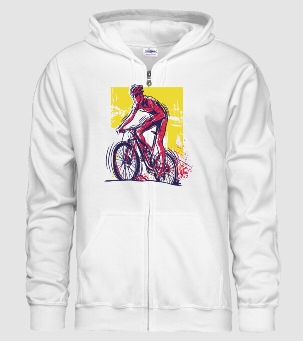 Ciclist model alb pe tricou
