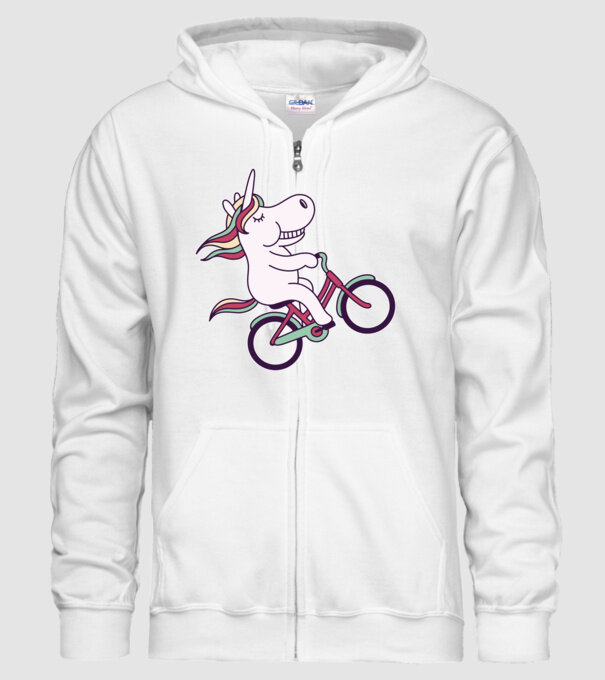 unicorn cu bicicletă model alb pe tricou