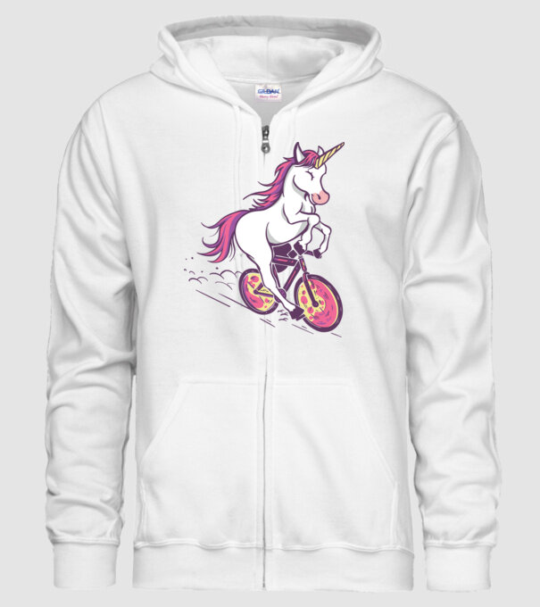 unicorn cu bicicletă model alb pe tricou