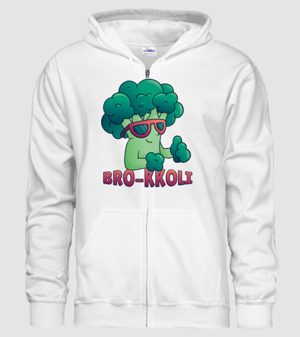 Broccoli model alb pe tricou