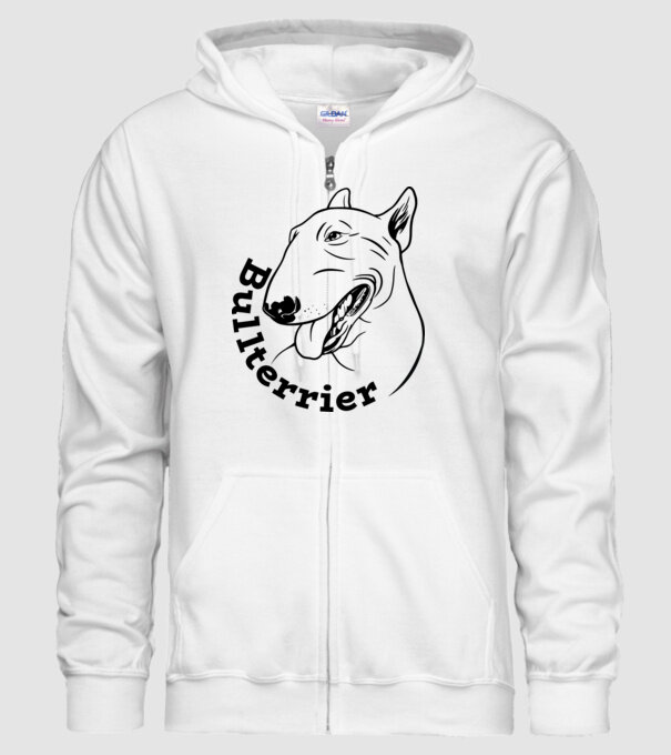 Bull Terrier model alb pe tricou