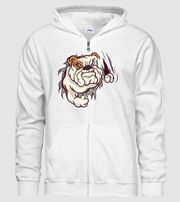 Bulldog model alb pe tricou