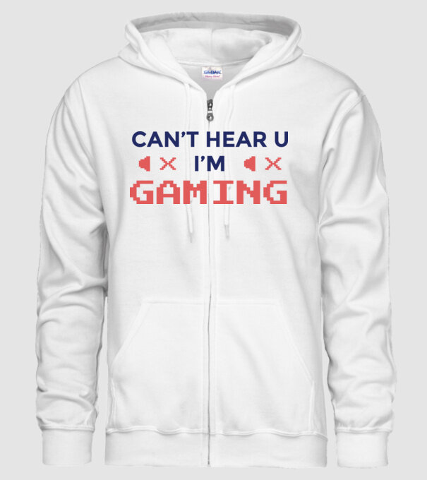 'Can''t hear U - I''m Gaming' model alb pe tricou