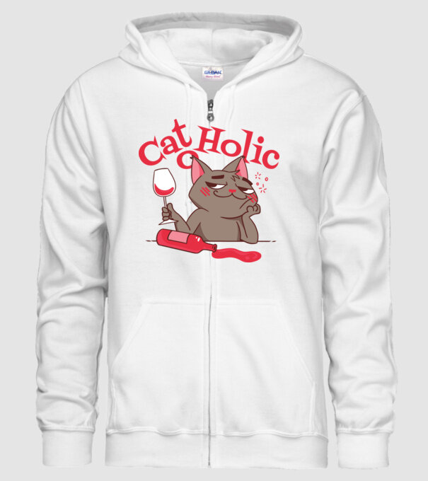 Catoholic - iubitor de pisici model alb pe tricou