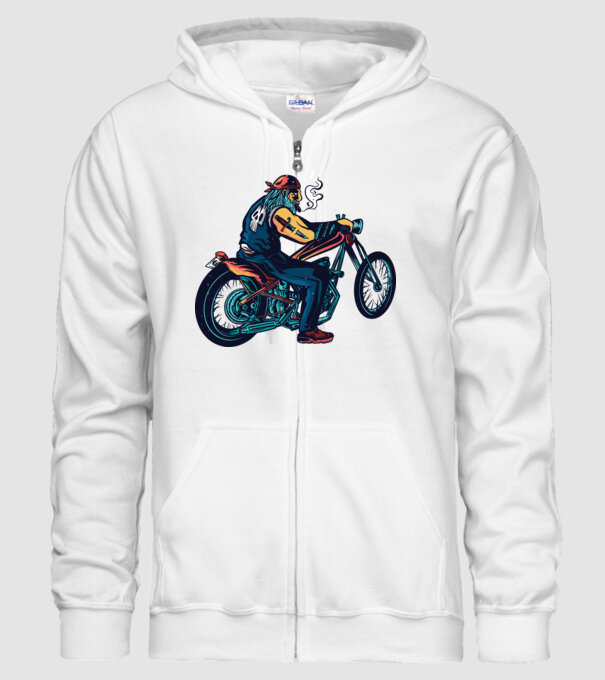 Motociclist Chopper model alb pe tricou