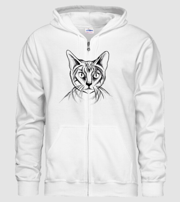Pisică desen model alb pe tricou