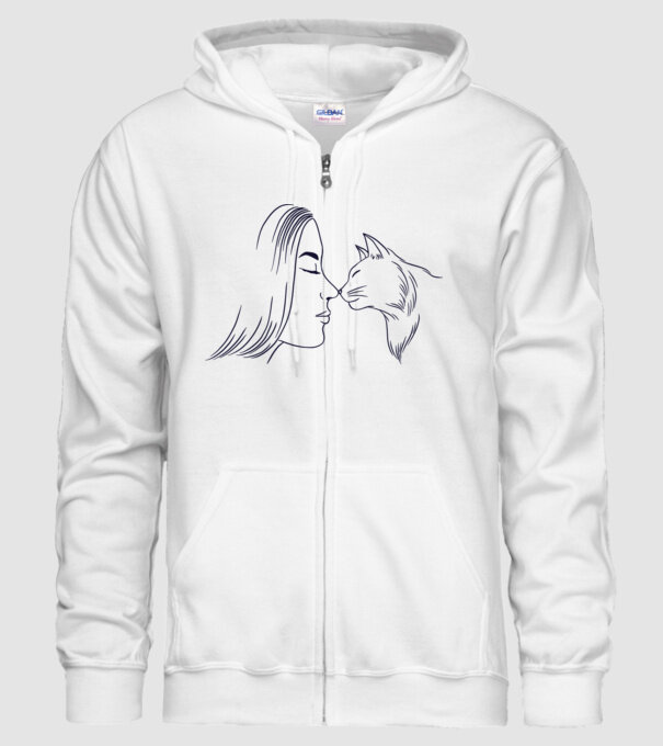 Dragoste Pisică model alb pe tricou