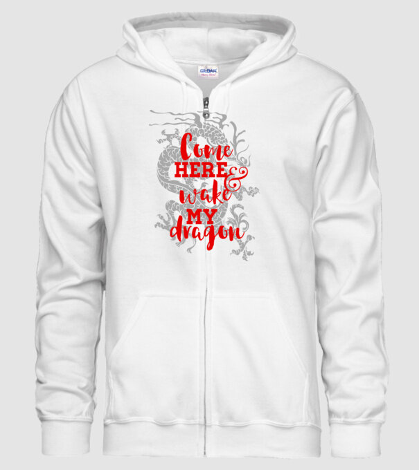 Come here and wake my dragon model alb pe tricou