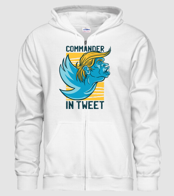 Commander in Tweet - Trump model alb pe tricou