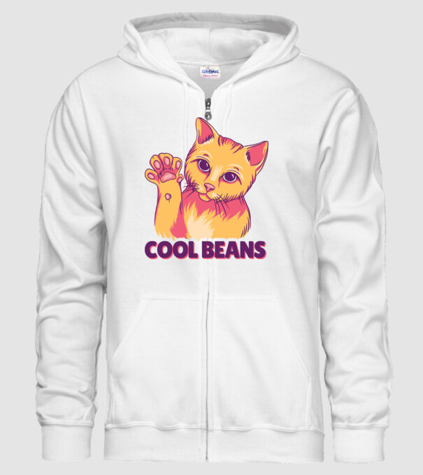 Cool Beans - talpă pisică model alb pe tricou