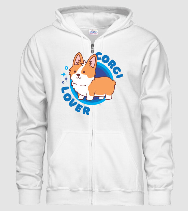 Corgi Lover model alb pe tricou