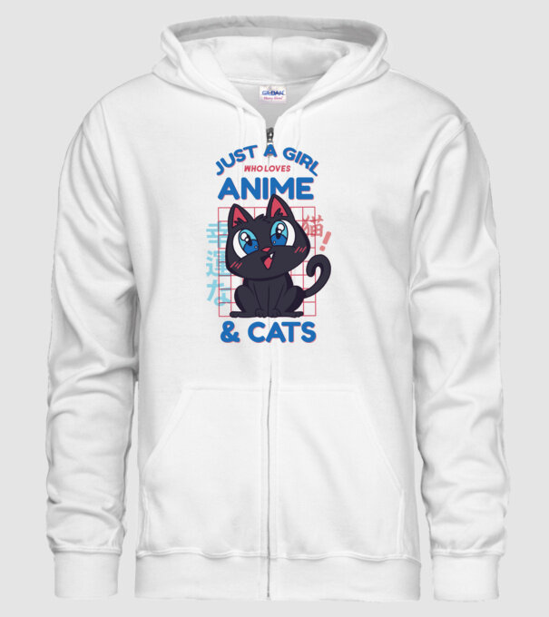 Doar o fată căreia îi place Anime și Pisicile model alb pe tricou