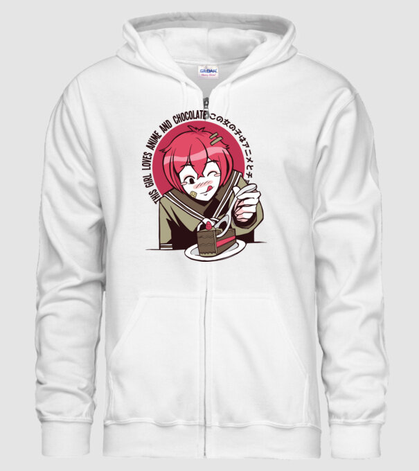 Doar o fată căreia îi place Anime și ciocolata model alb pe tricou