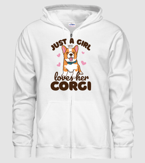 Doar o fată care iubește Corgiul său model alb pe tricou