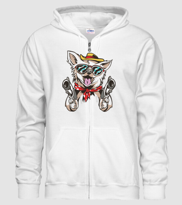 Chihuahua cu Pistol model alb pe tricou