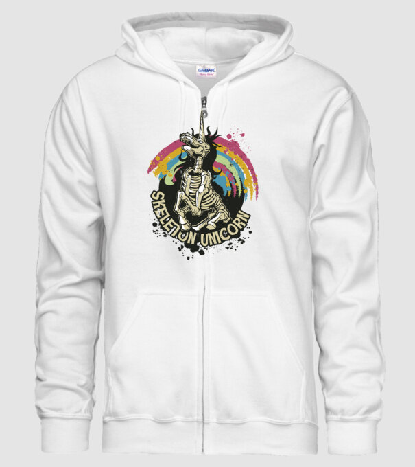 Schelet unicorn model alb pe tricou