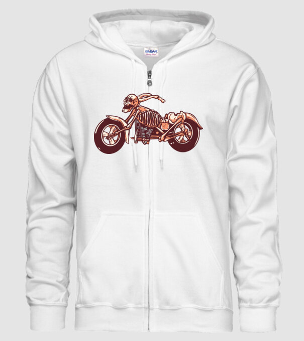 Motocicletă cu Schelet model alb pe tricou