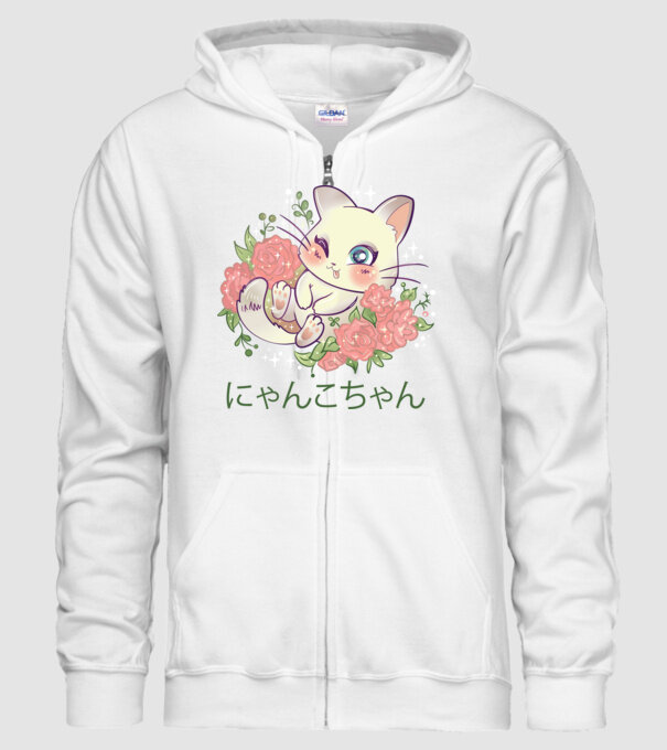 Pisicuță drăguță Anime model alb pe tricou