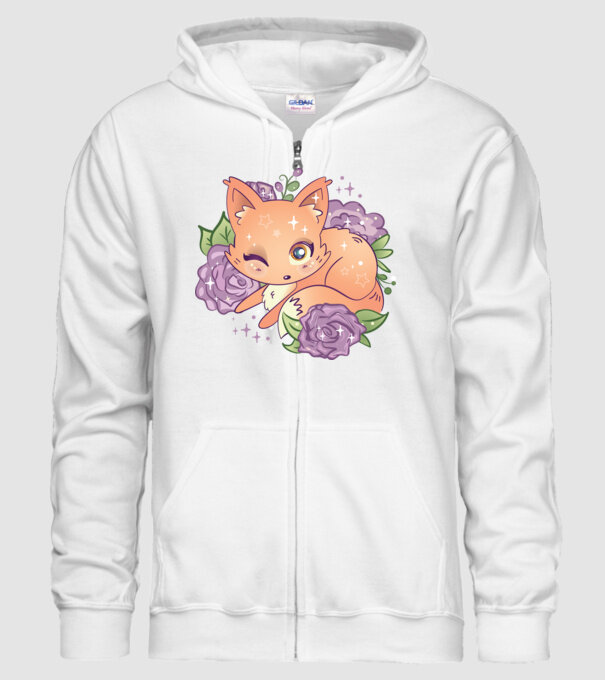 Vulpe Drăguță Anime model alb pe tricou