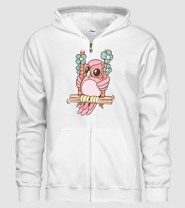 Bufniță drăguță pe un leagăn model alb pe tricou