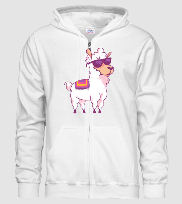Llama drăguț model alb pe tricou