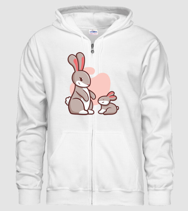 Iepurași drăguți model alb pe tricou