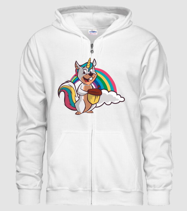 Unicorn drăguț Veveriță model alb pe tricou