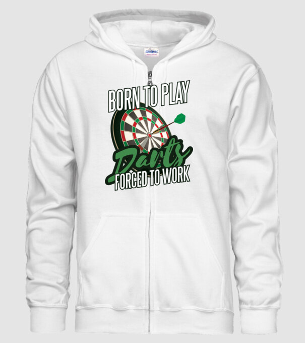 Născut pentru a juca darts, forțat să muncesc model alb pe tricou