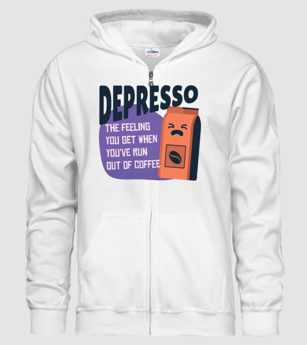 Depresso - Sentimentul când rămâi fără cafea model alb pe tricou