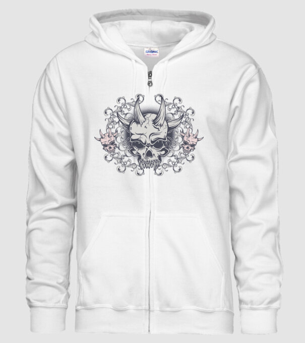 Devil Skull model alb pe tricou