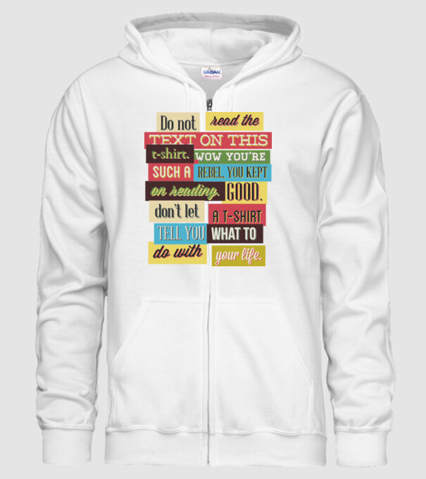 Do not read the text on this t shirt model alb pe tricou