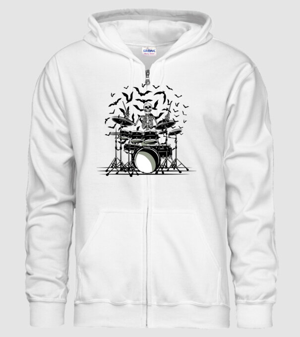 Schelet Baterist model alb pe tricou