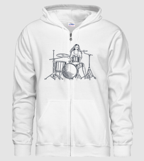 Fată Bateristă model alb pe tricou