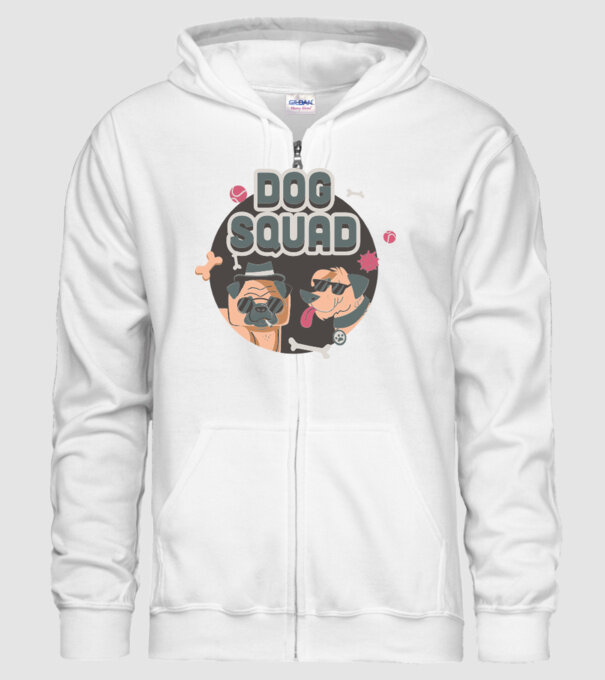 Dog squad model alb pe tricou