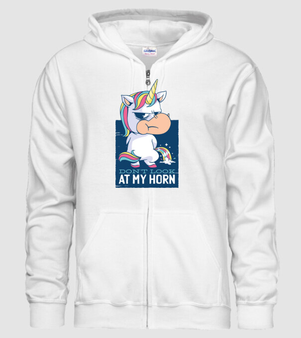'Don''t look at my horn tricou amuzant unicorn' model alb pe tricou