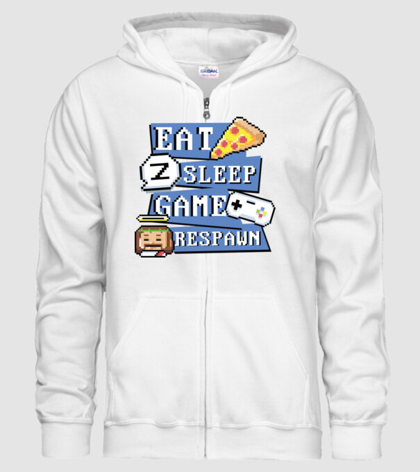 Eat, Sleep, Game respawn model alb pe tricou