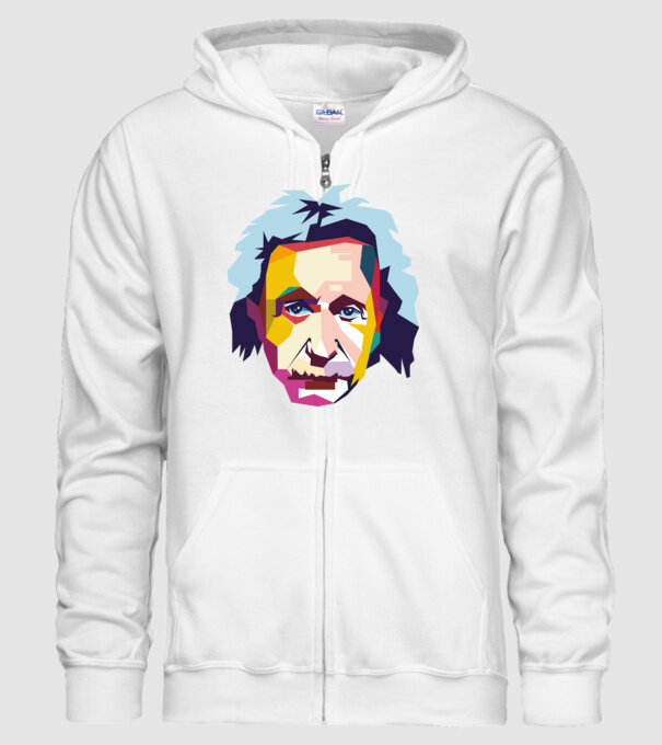 Einstein abstract model alb pe tricou