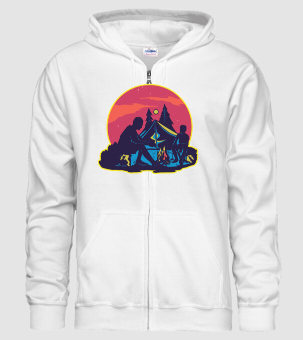 Campare pe timp de noapte model alb pe tricou