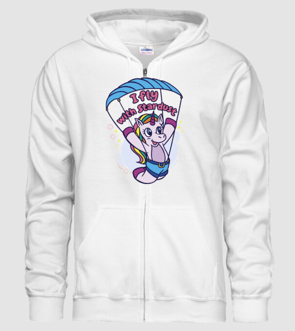 Unicorn parașutist model alb pe tricou