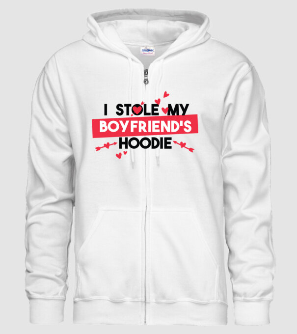 'Am furat puloverul prietenului meu pulover amuzant pentru Valentine''s Day' model alb pe tricou