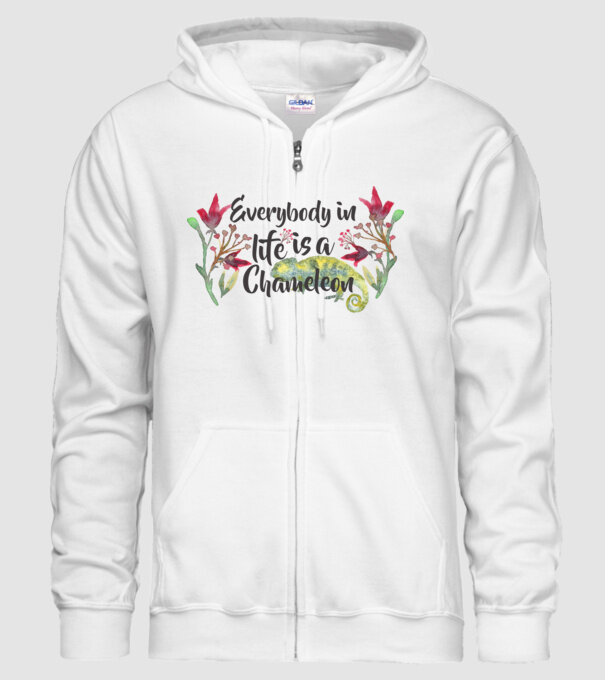 Everybody in life is Chameleon model alb pe tricou