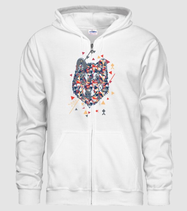 Lup - abstract model alb pe tricou