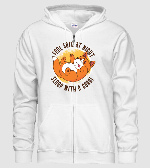 Feel safe at night, Sleep with a Corgi model alb pe tricou