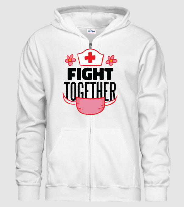 Fight together Asistentă medicală model alb pe tricou