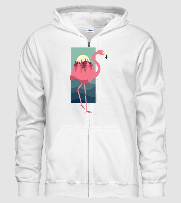 Flamingo Design model alb pe tricou