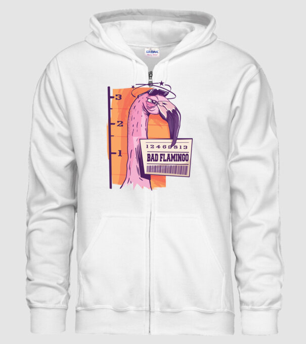 Flamingo arestat amuzant model alb pe tricou