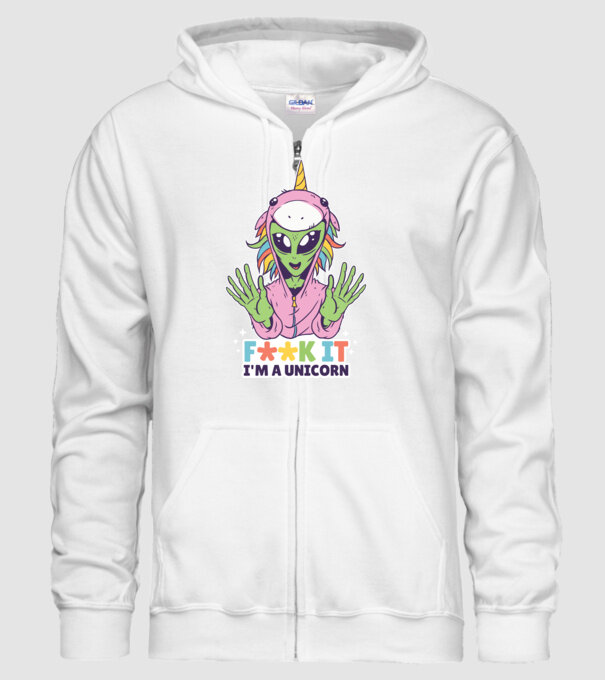 'Fuck it i''m a Unicorn vicces Alien Unikornis' model alb pe tricou
