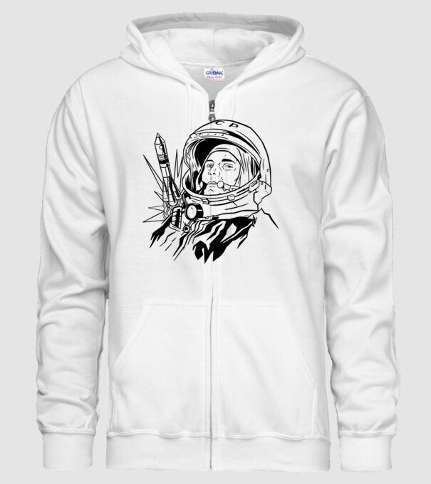 Astronautul Gagarin model alb pe tricou